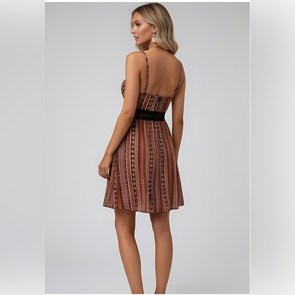 Tribal Print Guipure Lace Insert Cami Dress - Picture 3 of 5